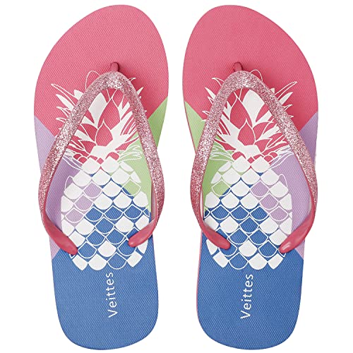 Ataiwee Flip Flops für Mädchen, Strandsandalen für kleine/große Kinder, bunt bedruckte Sandalen für Kinder.(2005002,RD/PA,25.5) von Ataiwee