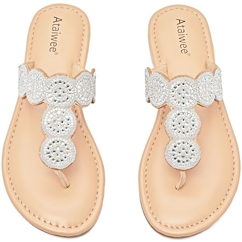 Ataiwee Frauen Slide Sandalen - Bequeme Bohemien Frühlings Sommer Flip Flops.(2207007,SV/MF,37) von Ataiwee