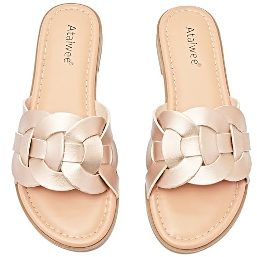 Ataiwee Frauen Slide Sandalen - Mode Cross Strap Slip On Damen Sommerschuhe.(2307012,GD/MF,36.5) von Ataiwee