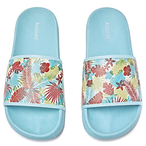 Ataiwee Frauen Slide Sandalen mit bequemen Strand Pool Slip On Rutsch Wasser Schuhe.(2207006,BL/RZ,42) von Ataiwee