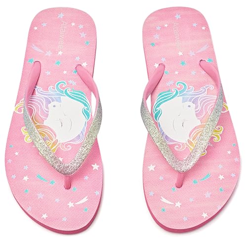 Ataiwee Mädchen-Flip-Flop, kleine/große Kinder-Strandsandalen, bunt bedruckte Sandalen für Kinder.(2005001-2,PK/UN,34.5) von Ataiwee