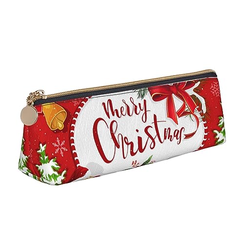 Atasc Federmäppchen mit Aufschrift "Merry Christmas Holidays", Leder, mit metallischem Reißverschluss, Stifteetui, Reise-Make-up-Tasche, großes Fassungsvermögen, für Mädchen, Jungen, Frauen, Männer, von Atasc