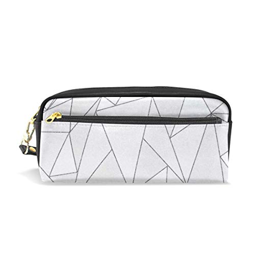 Atasc Federmäppchen mit großer Kapazität und PU-Leder Stifttasche Geometrie Reißverschluss Schreibwaren Supplies Federmäppchen Comestic Make-up-Tasche für Mädchen und Jungen, siehe abbildung, von Atasc