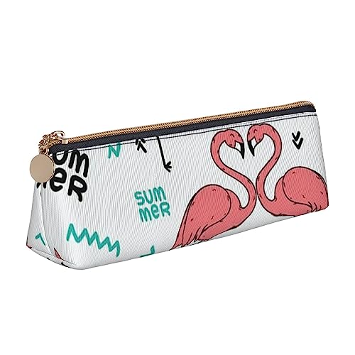 Atasc Flamingo Print Leder Bleistift Fall Stift Tasche Dreieck Tragbare Bleistift Tasche mit Reißverschluss für Büro, siehe abbildung, Einheitsgröße, Taschen-Organizer von Atasc