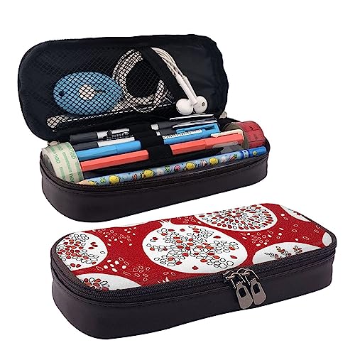 Atasc Granatapfel Malerei Gedruckt Leder Bleistift Tasche Große Kapazität Stift Taschen Niedlich Bleistift Fall Kosmetik Organizer Tasche mit Reißverschluss, siehe abbildung, Einheitsgröße, von Atasc