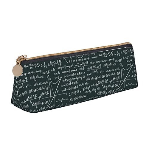 Atasc Handschriftliche Mathematik Formeln Muster Bleistift Beutel Dreieck Stift Fall Tragbare Bleistift Tasche Leder Organizer mit Reißverschluss Kosmetiktasche Tasche, siehe abbildung, Einheitsgröße, von Atasc