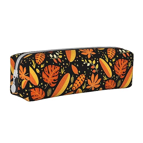 Atasc Happy Fall Giving Thanks Harvest Maple Leaf Print Leder Federmäppchen mit metallischem Reißverschluss Stifteetui Tasche Reise Make-up Tasche Große Kapazität für Mädchen Jungen, siehe abbildung, von Atasc