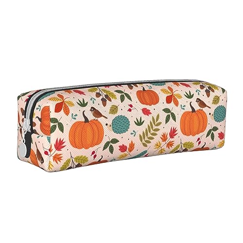 Atasc Happy Fall Thanksgiving Ernte Ahornblatt Kürbis Leder Federmäppchen mit metallischem Reißverschluss Stifteetui Tasche Reise Make-up Tasche Große Kapazität für Mädchen Jungen, siehe abbildung, von Atasc