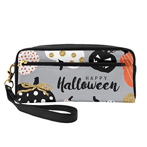 Atasc Happy-Halloween-Day-Trick-or-Treat bedrucktes Federmäppchen aus PU-Leder mit Reißverschluss, Make-up-Tasche, Kosmetiktasche, Happy-Halloween-Day-Trick-or-T, siehe abbildung, Einheitsgröße, von Atasc