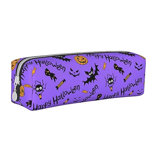 Atasc Happy Halloween Federmäppchen aus Leder mit metallischem Reißverschluss, Stifteetui, Reise-Make-up-Tasche, großes Fassungsvermögen, für Mädchen, Jungen, Frauen, Männer, siehe abbildung, von Atasc