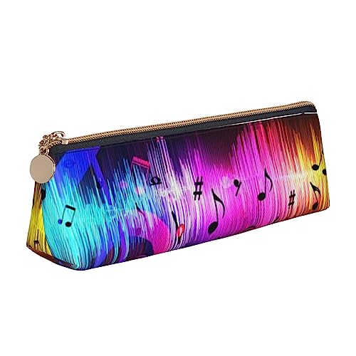 Atasc Music Spectrum Print Leder Bleistift Fall Stift Tasche Dreieck Tragbare Bleistift Tasche mit Reißverschluss für Büro, siehe abbildung, Einheitsgröße, Taschen-Organizer von Atasc