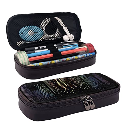 Atasc Nacht Gebäude Gedruckt Leder Bleistift Beutel Große Kapazität Stift Taschen Niedlich Bleistift Fall Kosmetik Organizer Tasche mit Reißverschluss, siehe abbildung, Einheitsgröße, von Atasc