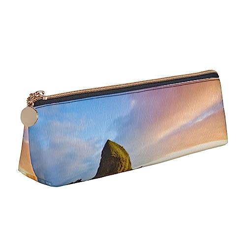 Atasc Nature Cliff Sky Printed Damen Leder Federmäppchen Große Kapazität Federmäppchen Stifttasche mit Reißverschluss für Büro, siehe abbildung, Einheitsgröße, Taschen-Organizer von Atasc