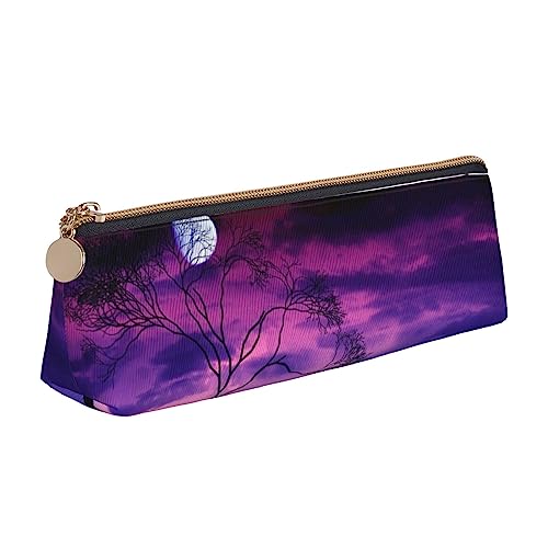 Atasc Night Sky Printed Damen Leder Federmäppchen Große Kapazität Federmäppchen Stifttasche mit Reißverschluss für Büro, siehe abbildung, Einheitsgröße, Taschen-Organizer von Atasc