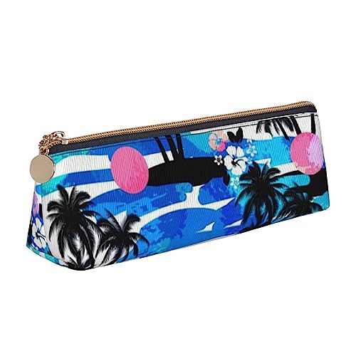 Atasc Palm Tree Printed Damen Leder Bleistift Tasche Große Kapazität Federmäppchen Stifttasche mit Reißverschluss für Büro, siehe abbildung, Einheitsgröße, Taschen-Organizer von Atasc