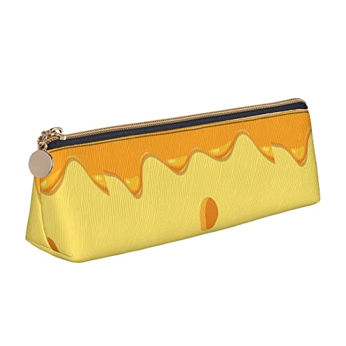 Atasc Pasta Cheese Food Pattern Pencil Pouch Triangle Pen Case Portable Pencil Bag Leather Organizer with Zipper Cosmetic Pouch Bag, siehe abbildung, Einheitsgröße, Taschen-Organizer von Atasc