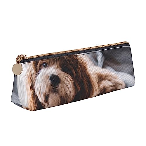 Atasc Pet Dog Printed Damen Leder Federmäppchen Große Kapazität Federmäppchen Stifttasche mit Reißverschluss für Büro, siehe abbildung, Einheitsgröße, Taschen-Organizer von Atasc