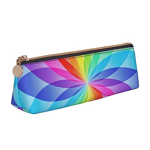 Atasc Rainbow Dynamic Printed Damen Leder Federmäppchen Große Kapazität Federmäppchen Stifttasche mit Reißverschluss für Büro, siehe abbildung, Einheitsgröße, Taschen-Organizer von Atasc