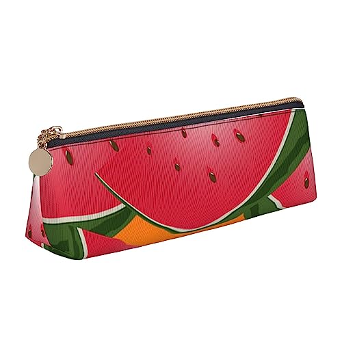 Atasc Reife Wassermelone Slice Seeds Gedruckt Frauen Leder Bleistift Tasche Große Kapazität Bleistift Fall Stift Tasche mit Reißverschluss für Büro, siehe abbildung, Einheitsgröße, Taschen-Organizer von Atasc