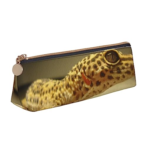 Atasc Sand Leopard Gecko Gedruckt Damen Leder Federmäppchen Große Kapazität Federmäppchen Stifttasche mit Reißverschluss für Büro, siehe abbildung, Einheitsgröße, Taschen-Organizer von Atasc