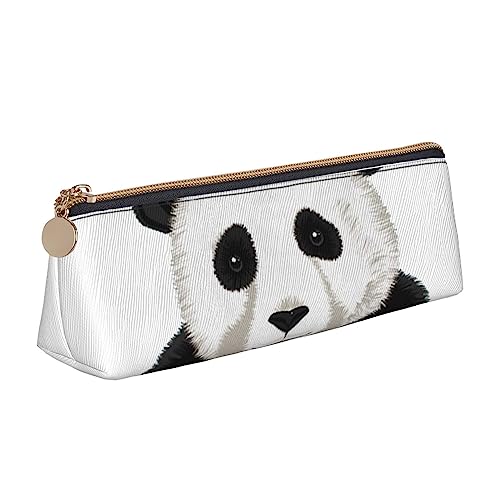 Atasc Schöne Panda Bär Kopf Gedruckt Frauen Leder Bleistift Tasche Große Kapazität Bleistift Fall Stift Tasche mit Reißverschluss für Büro, siehe abbildung, Einheitsgröße, Taschen-Organizer von Atasc