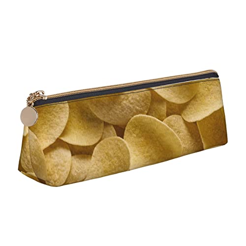 Kartoffelchips Snack Muster Bleistift Beutel Dreieck Stift Fall Tragbare Bleistift Tasche Leder Organizer mit Reißverschluss Kosmetiktasche Tasche, siehe abbildung, Einheitsgröße, Taschen-Organizer von Atasc