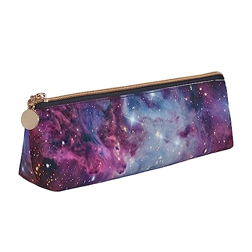 Mysterious Stars Printed Damen Leder Federmäppchen Große Kapazität Federmäppchen Stifttasche mit Reißverschluss für Büro, siehe abbildung, Einheitsgröße, Taschen-Organizer von Atasc