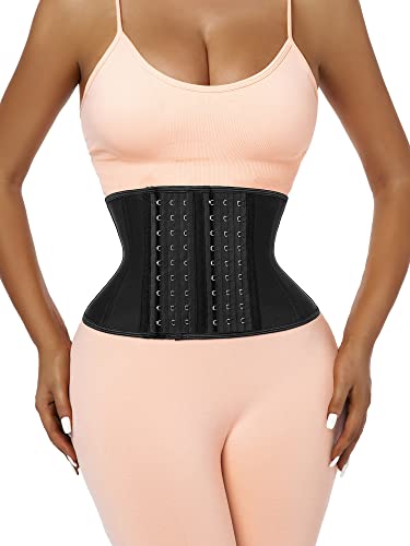 Atbuty Kurzer Torso Taille Trainer Cincher Korsett Unterbrust Body Shaper Latex Sport Girdle, Schwarz (20,3 cm kurzer Torso, 9 Stahlknochen), XX-Small von Atbuty