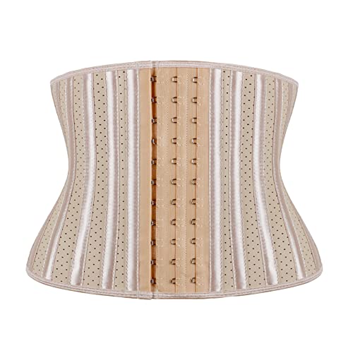 Atbuty Kurzer Torso Taillentrainer Cincher Korsett Unterbrust Body Shaper Latex Sport Girdle, Beige (22,9 cm Torso, atmungsaktiv, 25 Knochen), X-Small von Atbuty