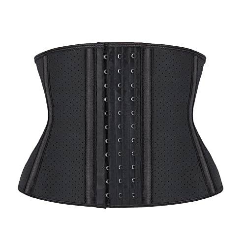 Atbuty Kurzer Torso Taillentrainer Cincher Korsett Unterbrust Body Shaper Latex Sport Girdle, Schwarz (22,9 cm Torso, atmungsaktiv, 9 Knochen), 2X-Small von Atbuty