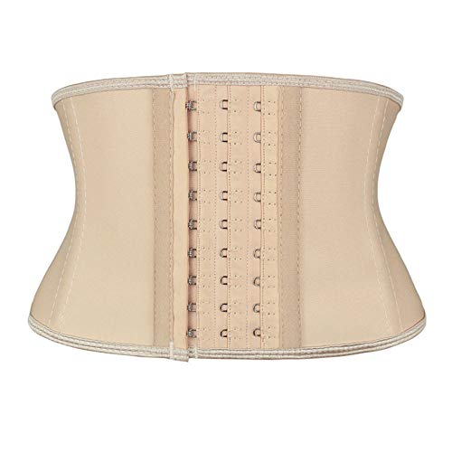 Atbuty Super kurzer Torso Taillentrainer Cincher Korsett Bauchformer Schlankmachendes Latex Trimmer Girdle, Beige (17,8 cm kurzer Torso, 9 Stahlknochen), 2X-Small von Atbuty