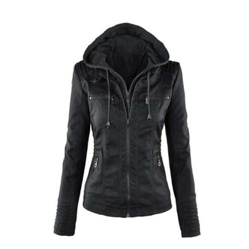AteecO Frauen Winter Doppelschicht Jacke Kapuze Mantel kurze Kleidung, Schwarz, 6X-large von Ateeco