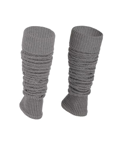 Ateena Stulpen Damen Grau Beinstulpen Damen Wolle Winter Stulpen Damen Stulpen Damen Wolle Damen-Gamaschen für Tanz, Ballett klobige Stiefelmanschetten in Einheitsgröße, Grau von Ateena