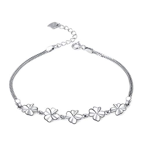 Ategazza Damen Schmuck 925 Sterling Silber Vierblättriges Kleeblatt Armband Ohrringe Glücksschmuck gb14e13 von Ategazza