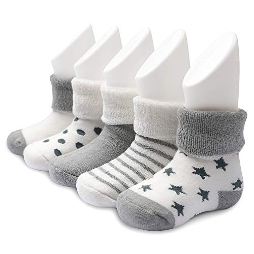 Ateid Baby Socken Frottee Gefüttert 5er-Pack Grau 1-3 Jahre (Herstellgr. L) von Adorel