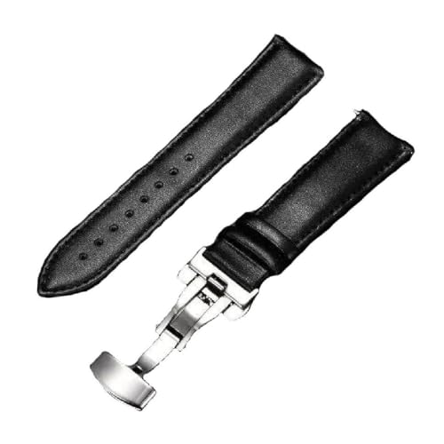 Ateldooly Armband 18/20/22/24mm Lederarmband Edelstahl Butterfly-Schnalle Uhrenzubehör Armbänder, Schwarz-s, 24mm Ateldooly Armband 18/20/22/24mm Lederarmband Edelstahl Butterfly-Schnalle Uhrenzubehör Armbänder, Schwarz-s, 24mm von Ateldooly