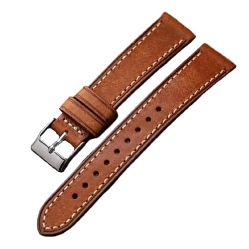 Ateldooly Handgefertigtes Armband aus Rindsleder, 18mm, 19mm, 20mm, 21mm, 22mm, Herren-Uhrenarmband, Braun, 21mm Ateldooly Handgefertigtes Armband aus Rindsleder, 18mm, 19mm, 20mm, 21mm, 22mm, Herren-Uhrenarmband, Braun, 21mm von Ateldooly