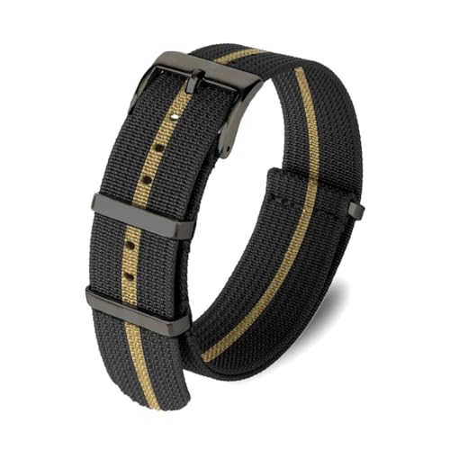 Ateldooly Uhrenarmband, 18mm, 20mm, 22mm, geripptes Nylon-Uhrenarmband für Militär-Stoffgürtel, A-Schwarz Gold Schwarz, 18mm Ateldooly Uhrenarmband, 18mm, 20mm, 22mm, geripptes Nylon-Uhrenarmband für Militär-Stoffgürtel, A-Schwarz Gold Schwarz, 18mm von Ateldooly