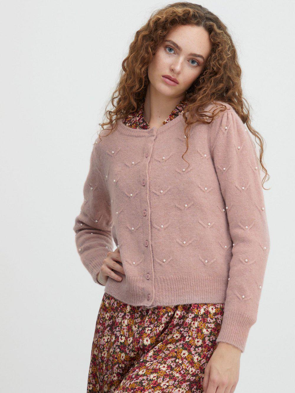 Atelier Rêve Strickjacke Damen Wolle Rundhals, rosa von Atelier Rêve