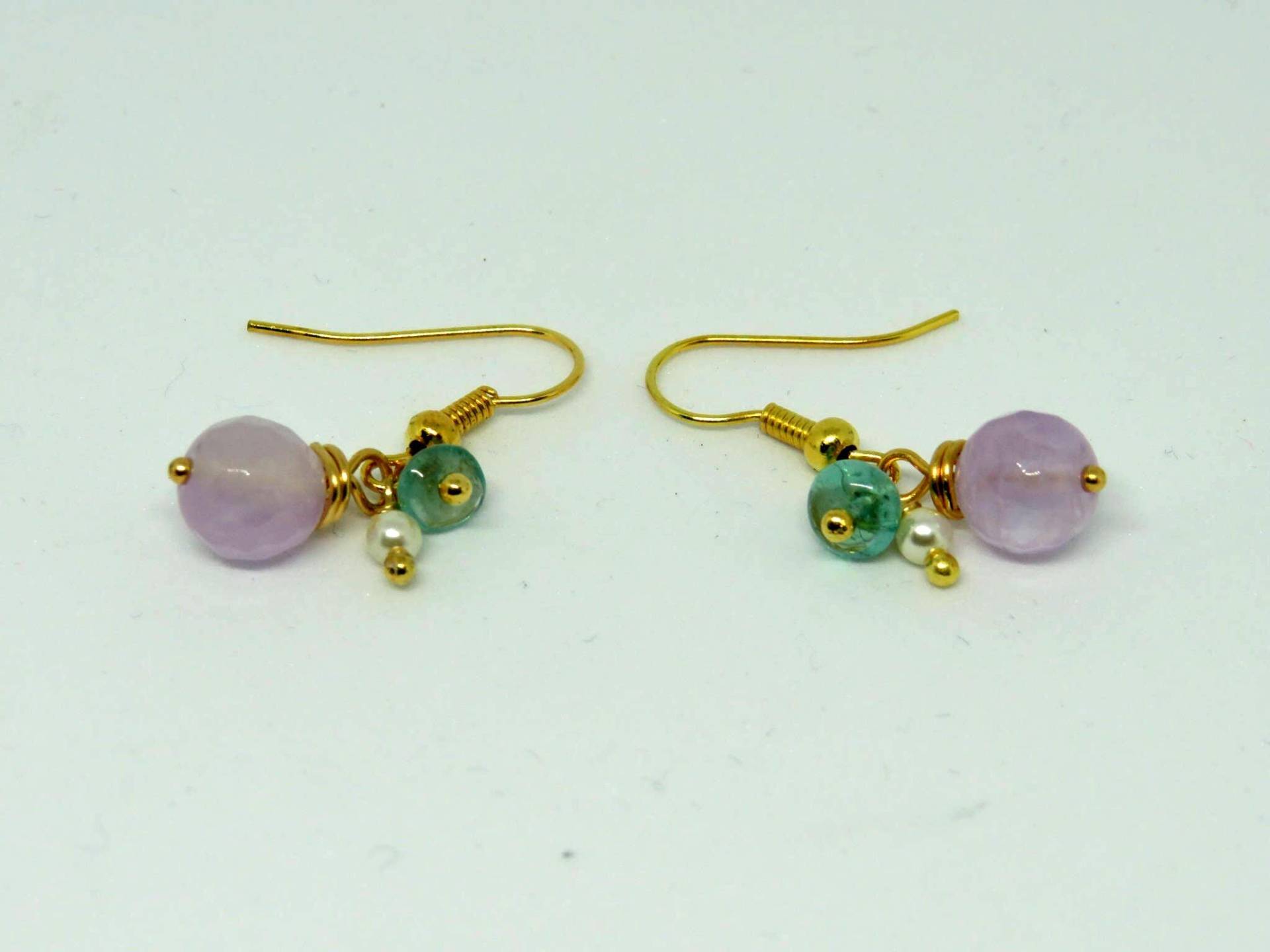 Amethyst Cluster Ohrringe Perle & Apatit Edelsteinschmuck Amethyst Cluster Ohrringe Perle & Apatit Edelsteinschmuck von Atelier11Design