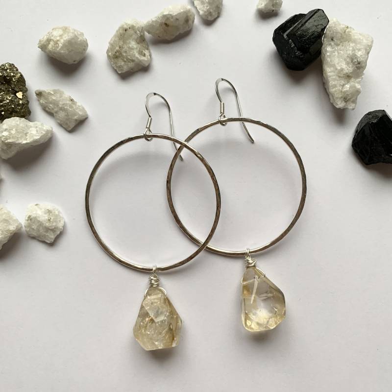 Citrin Ohrringe Creolen Kreolen Modern Design Designerschmuck Moderner Schmuck Boho Jewelry Geschenk Freundin von AtelierAlamea
