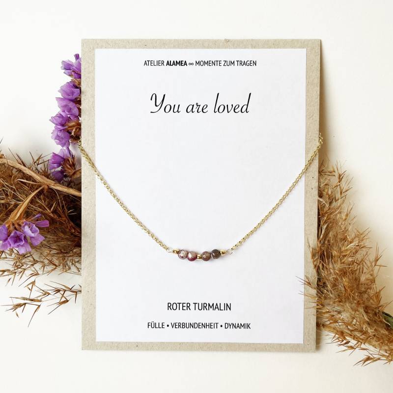 Edelstein Kette Turmalin Kleines Dankeschön Mit Initialen Freundschaft Geschenk Ruhestand Personalisierte 925Er Silber Vergoldet von AtelierAlamea