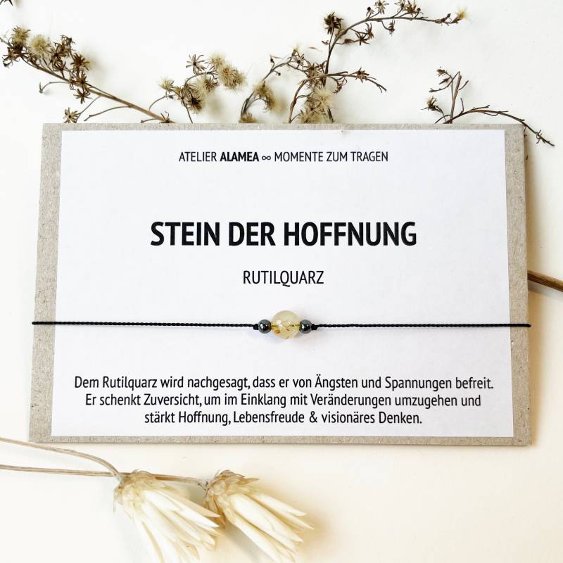 Glücksbringer Kraftarmband Edelstein Schmuck Stärkung Schutz Gesundheit Mutmacher Hoffnung Geschenkidee Aufmunterung Rutilquarz von AtelierAlamea