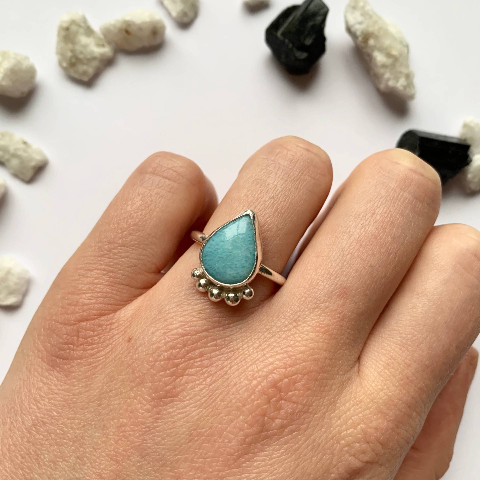 Ring Geschenk Ostergeschenk Mutter Freundin Handmade Einzelstück Larimar Edelstein Silberring Silber Ring Geschenk Ostergeschenk Mutter Freundin Handmade Einzelstück Larimar Edelstein Silberring Silber von AtelierAlamea