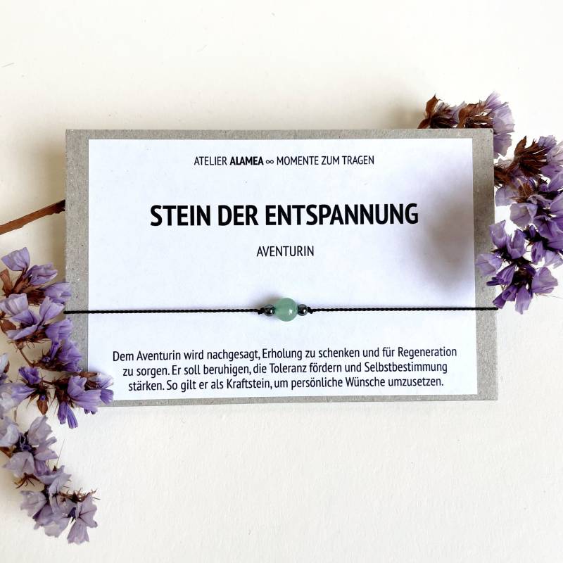 Wunscharmband Glücksarmband Aventurin Armband Entspannung Regeneration Erholung Talisman Kleines Geschenk Gastgeschenk Edelstein Schmuck von AtelierAlamea