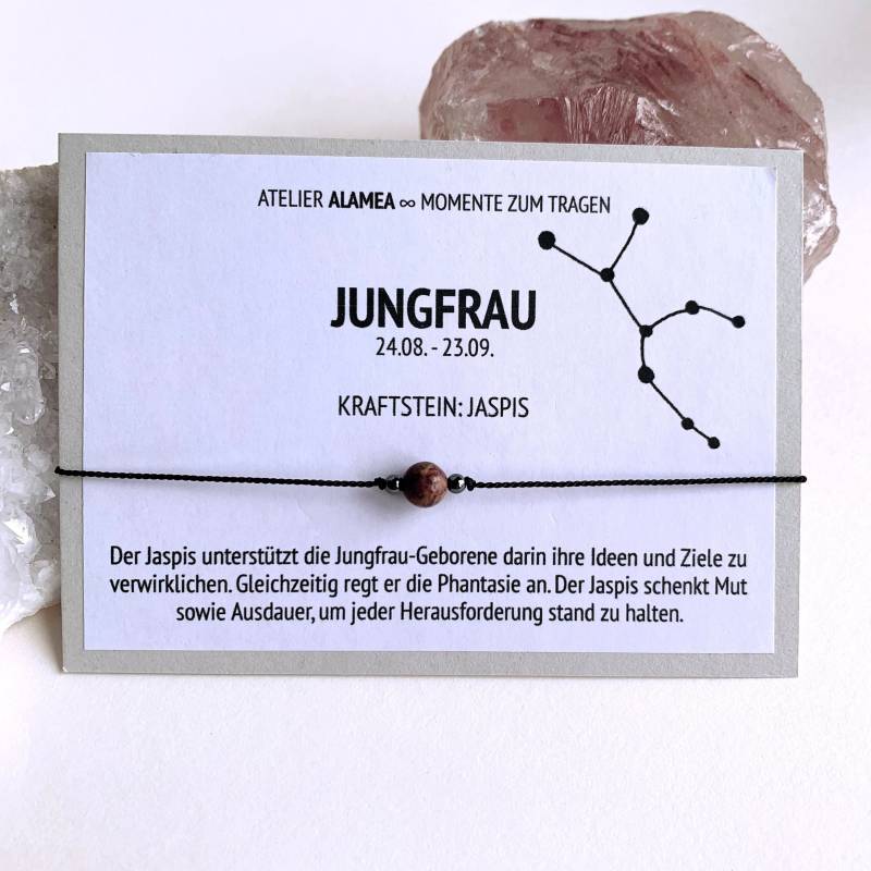 sternzeichen Jungfrau Wunscharmband Glücksarmband Jaspis Wishbracelet Wish Bracelets Armband Freundschaftsarmband Geschenk Astrologie Astro von AtelierAlamea