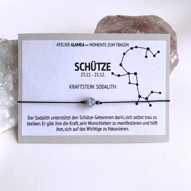 sternzeichen Schütze Wunscharmband Glücksarmband Sodalith Kristall Geschenk Geburstagsgeschenk Armband Astrologie Kraftstein von AtelierAlamea