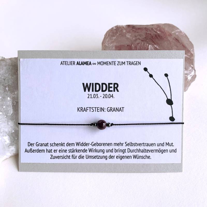 sternzeichen Widder Wunscharmband Glücksarmband Granat Armband Freundschaftsarmband Geschenk Astrologie Kraftstein von AtelierAlamea