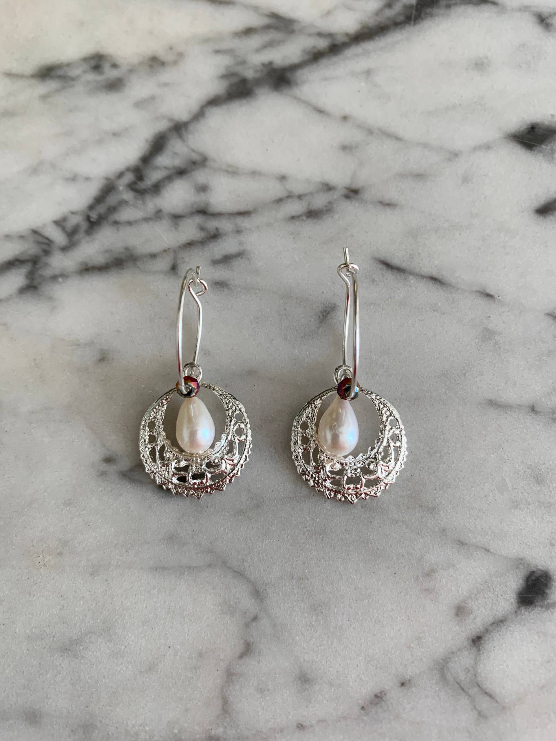 Silber 12 Mikron Ohrringe, Süßwasserperlen von AtelierAlecParis