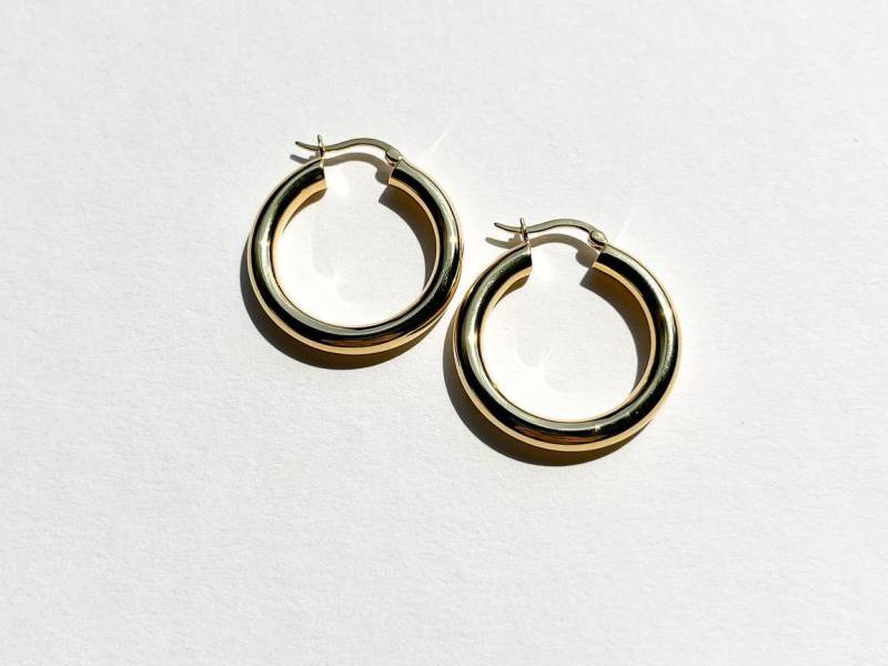 Gold Hoops Large Vermeil Creolen 925 Sterling Silver Plated Hoops Thick Non Tarnish Gold Filled von AtelierAmalfi